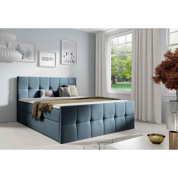 Manželská postel CHLOE - 140x200, modrá 2 + topper ZDARMA