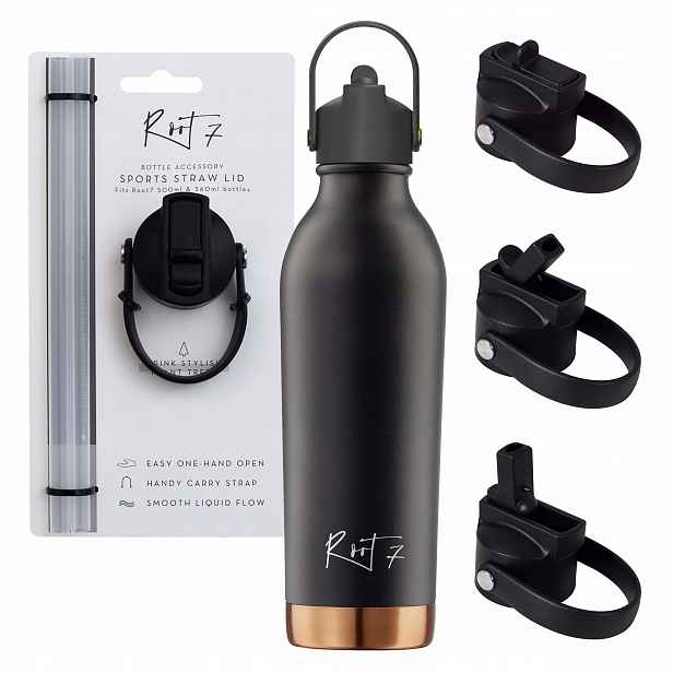 Termoláhev na vodu Lahev Na Pití se slámkou Černá Termoska 500 ml ROOT7