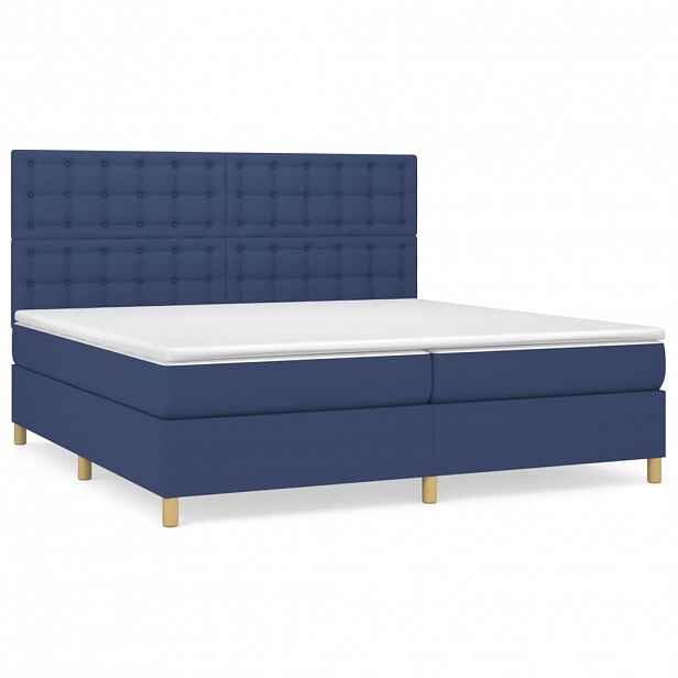 vidaXL Box spring postel s matrací modrá 200x200 cm textil