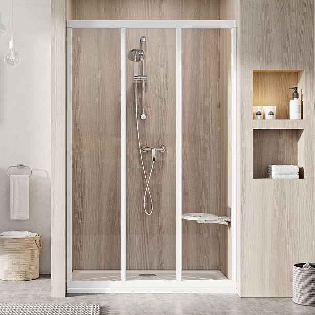 Ravak Supernova - Sprchové dveře trojdílné ASDP3-90, 87-91 cm, bílá/čiré sklo 00V701R2Z1
