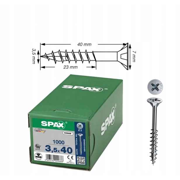 Univerzální vrut do dřeva spax 3,5 x 40 Wirox Tg 1000 ks