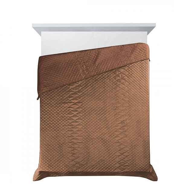 Přehoz na postel LUIZ/3 170x210 cm cihlově prošívaná glamour pléd kosočtverců