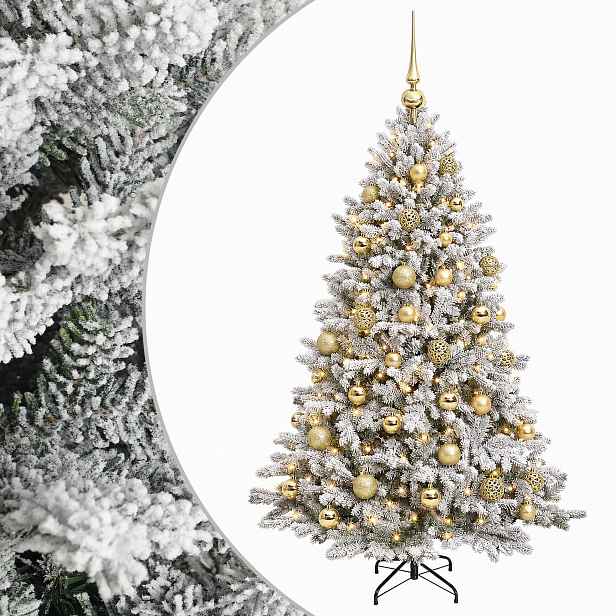 vidaXL Umělý vánoční stromek s vánočními koulemi 150 cm 150 LED
