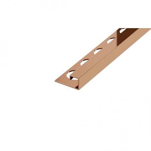 Lišta ukončovací "P" Eviso bronze lesk, nerez PVD, délka 270 cm, výška hrany 10 mm, FIPB0003