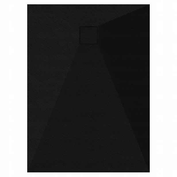 Sprchová Vanička Obdélníková 80x70 Smc Kamenná 2,6 CM Černý Sifon