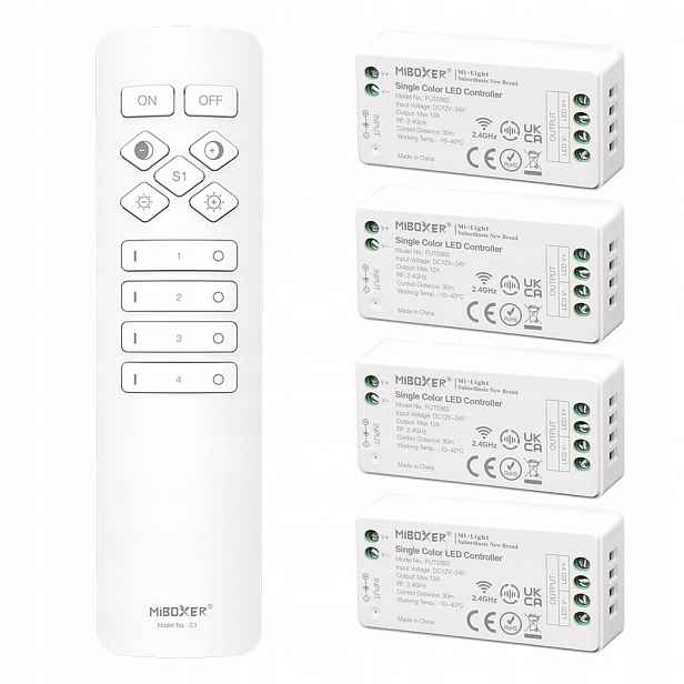 4X Ovladač Stmívač Dálkový Ovladač Zóny Mono MiBOXER 576W Bílý C1 FUT036S