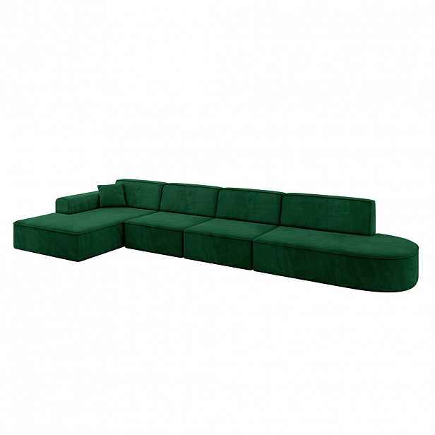 ALTDECOR ROHOVÁ SEDACÍ SOUPRAVA s otomanem vlevo IREA-L3-v3 – 413 × 171 × 79 cm, zelená