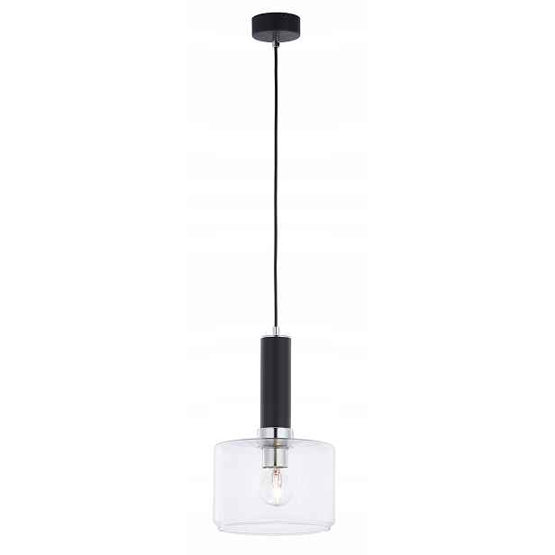 Jupiter Závěsná lampa Vanes Černá Chrom E27 Skleněné stínítko 15W