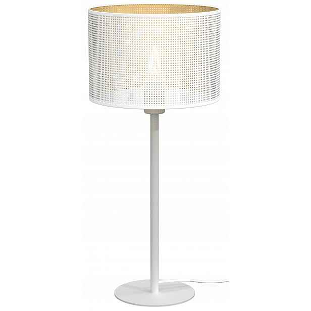 Stolní noční lampa Loft Shade bílá, zlaté stínítko 1xE27 56 cm, stolní