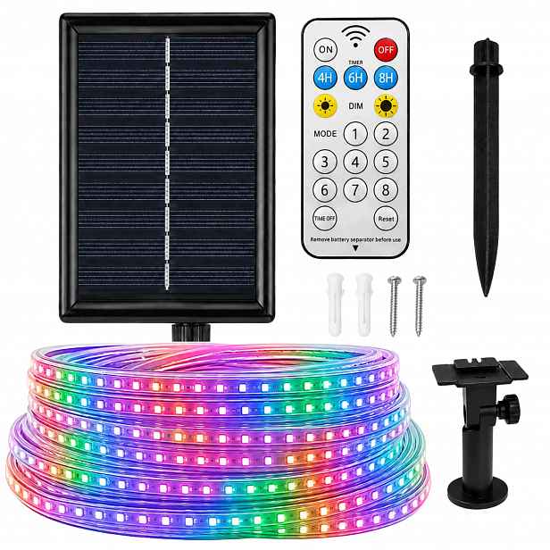 Verk 12471 Solární Rgb Led pásek 10m, IP65, dálkový ovladač,senzor soumraku