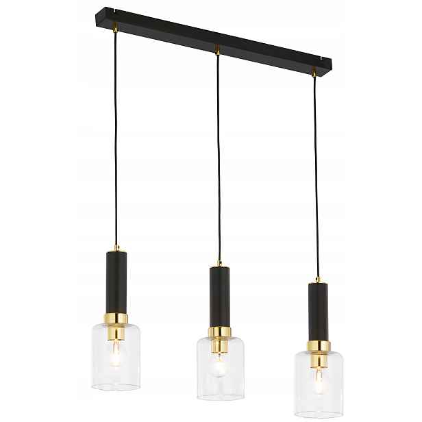 Závěsná lampa Tuluza Černá Zlatá Skleněná Stínidla 3xE27 Stropní Svítidlo Dům