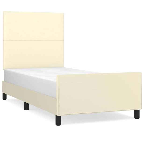 vidaXL Rám postele s čelem krémový 90x190 cm umělá kůže