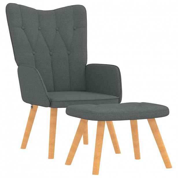 vidaXL Relaxační křeslo se stoličkou tmavě šedé textil