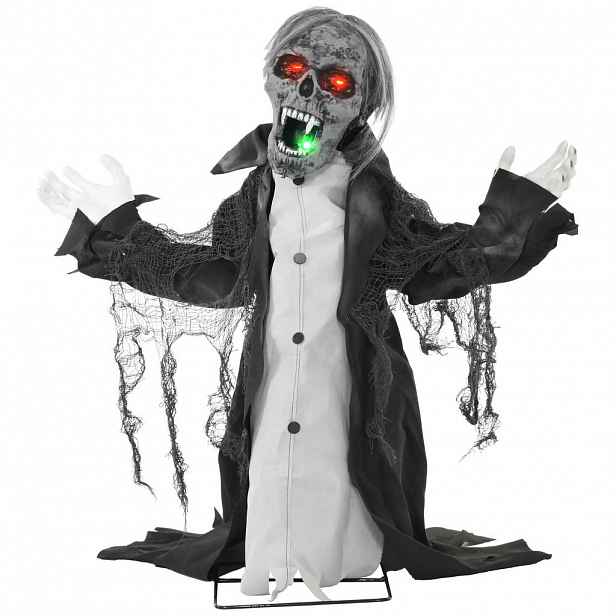 HOMCOM HALLOWEEN dekorace kostra s červeně svítícíma očima, vydává zvuk výkřiku