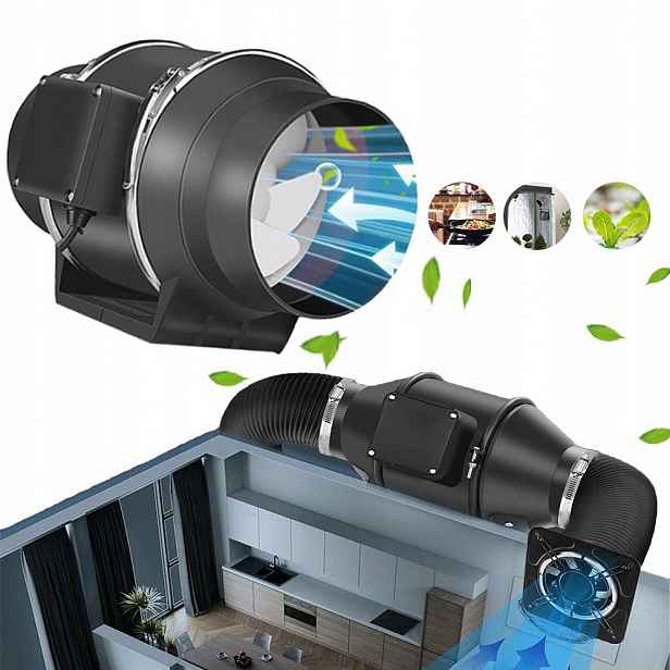 Kanálový ventilátor Tichý odtahový ventilátor Ø100 mm