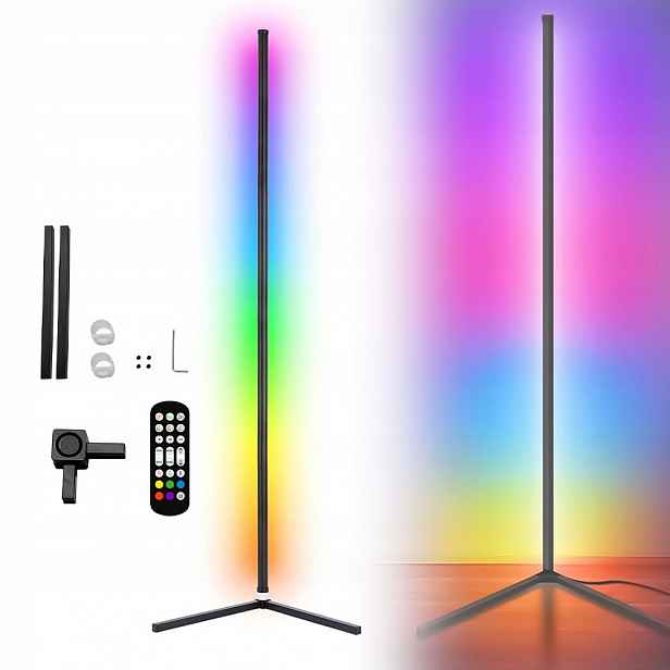 Led podlahová lampa rohová Aplikace 155CM Stojící Rgb Cct dálkový ovladač