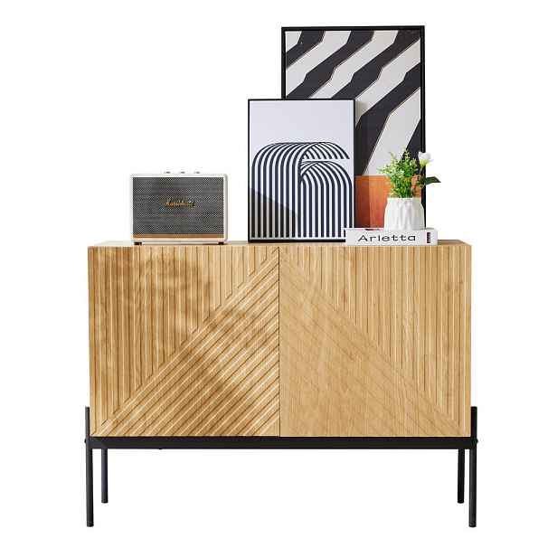 Redom SIDEBOARD 100/40/75 cm s nastavitelnou policí, kovovou konstrukcí a systémem proti převrácení, Přírodní