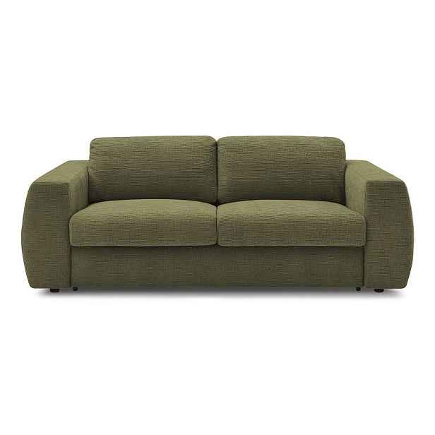Zelená žinylková pohovka na každodenní spaní/rozkládací 220 cm Hugo – Bobochic Paris