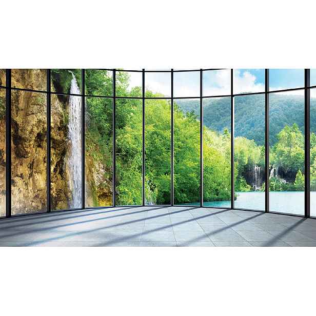 Fototapeta 3D Pohled Z Okna Na Vodopád 208x146