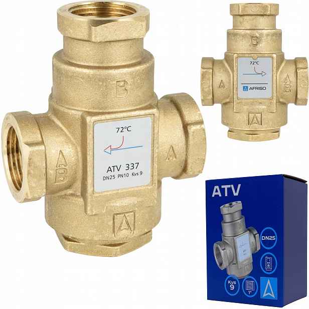 Teplotní Ventil Atv 337 DN25 Gw 1" Cal Kvs 9 m³/h Afriso 72°C Do Kotle