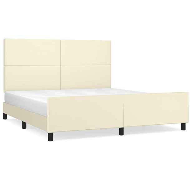 vidaXL Rám postele s čelem krémový 180x200 cm umělá kůže