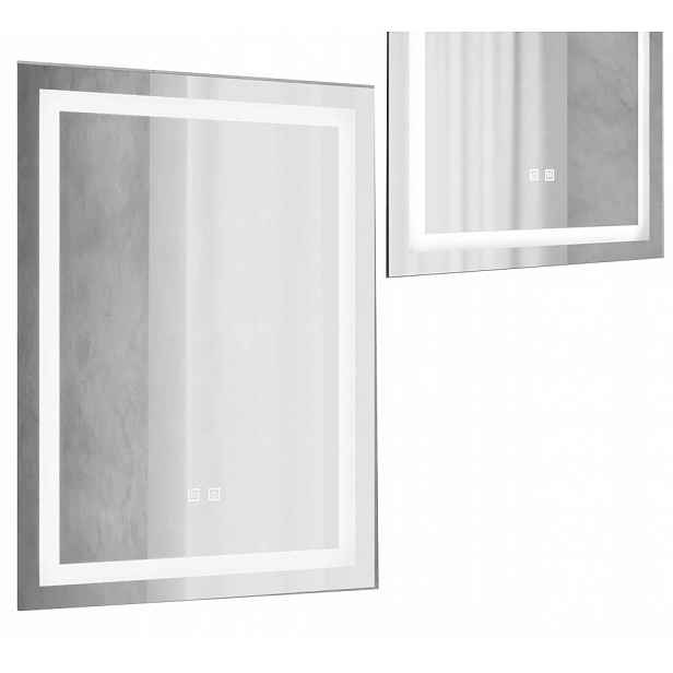 Obdélníkové podsvícené zrcadlo s energeticky úsporným Led osvětlením 60x80 Vela