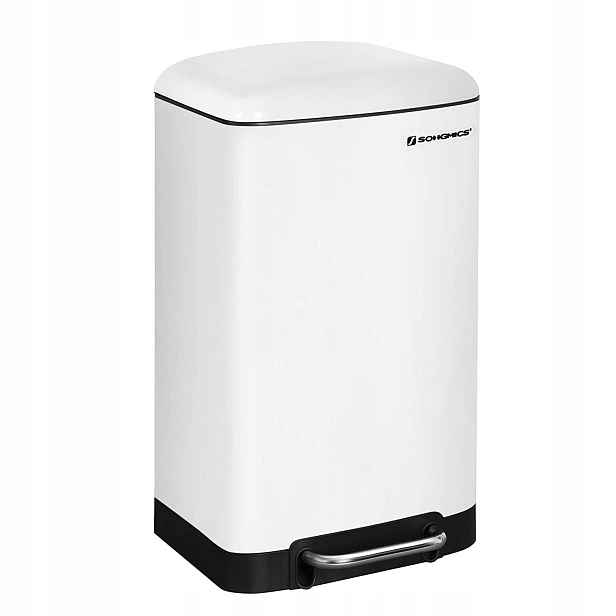 Objemný odpadkový koš kovový, bílý, 30 l