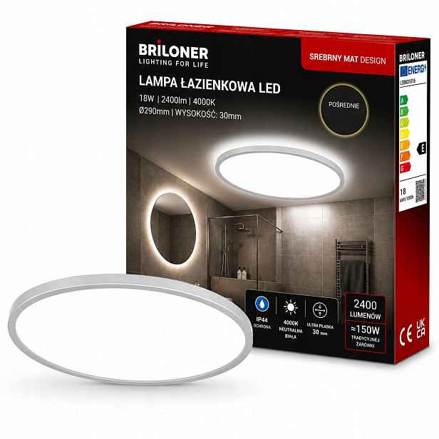 Led koupelnová lampa stropní svítidlo 29 Cm 18 W 2400 lm IP44 neutrální bílá Slim