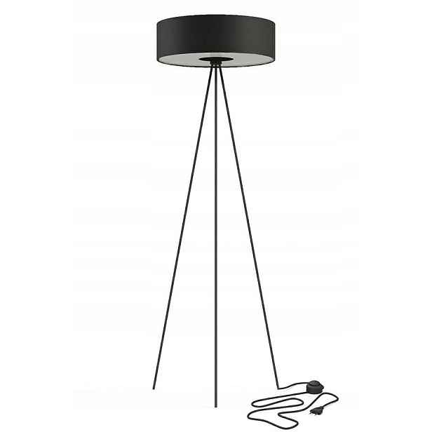 Podlahová lampa Cadilac Černá Abažur 1xE27 154 cm Stojací lampa do pokoje