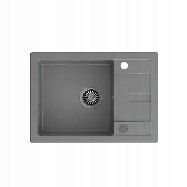 Quadron Tom 116 Granitový dřez 1-komorový 62x44 cm Sifon Záslepka Šedá