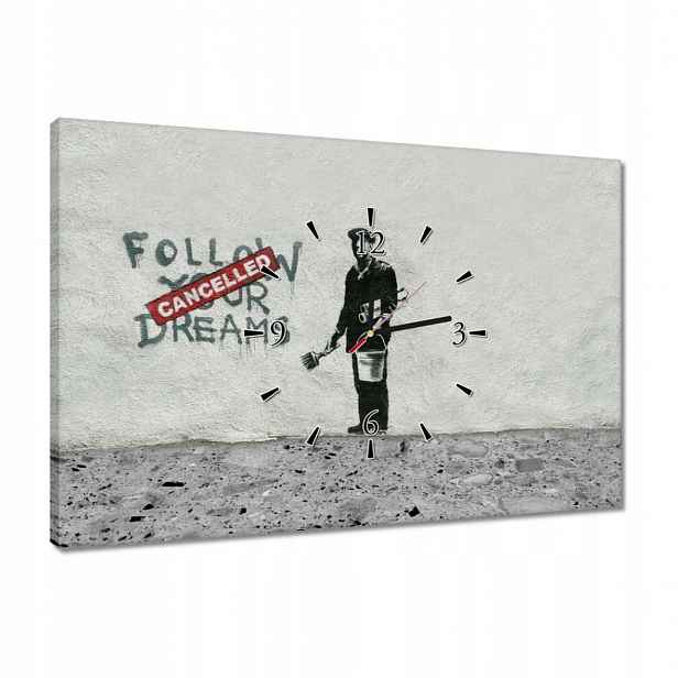Hodiny 60x40 Banksy Follow Your Dreams