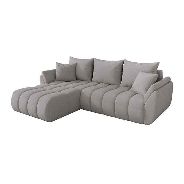 ALTDECOR ROHOVÁ SEDAČKA s funkcí spaní, otoman vlevo TOKO-L-v1 277x194x86 světle šedá bouclé