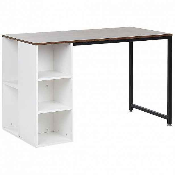 Beliani PSACÍ STŮL bílý/tmavší Odstín dřeva 120/60/75 cm Dese