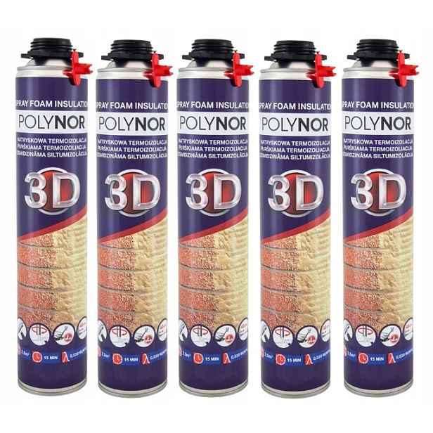 Pur Sprchová Pěna Polynor 3D Sada 5 x 850 ml Izolace Zateplení
