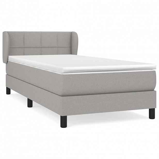 vidaXL Box spring postel s matrací světle šedá 90x190 cm textil