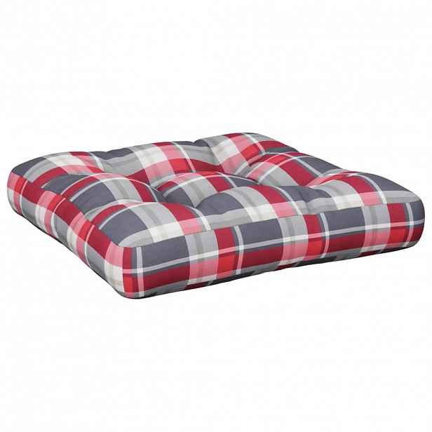 vidaXL Poduška na palety červená károvaná 58 x 58 x 10 cm textil