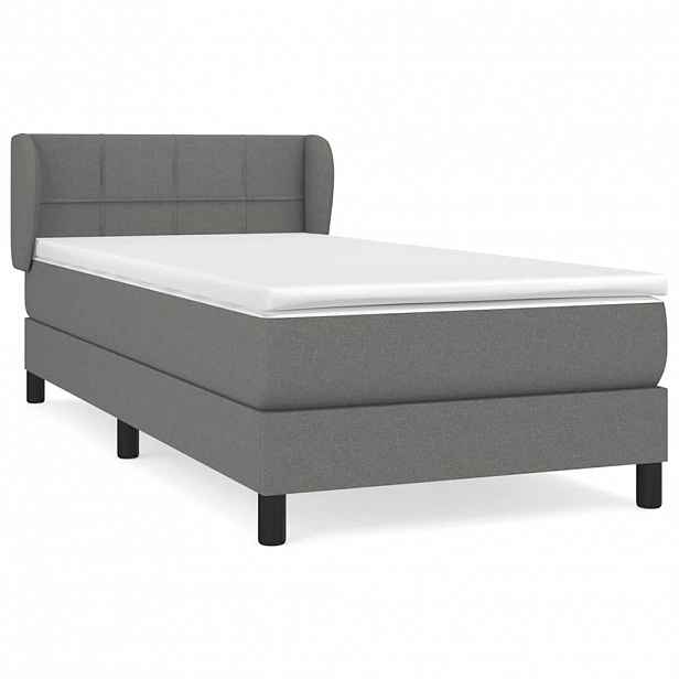 vidaXL Box spring postel s matrací tmavě šedá 90x190 cm textil