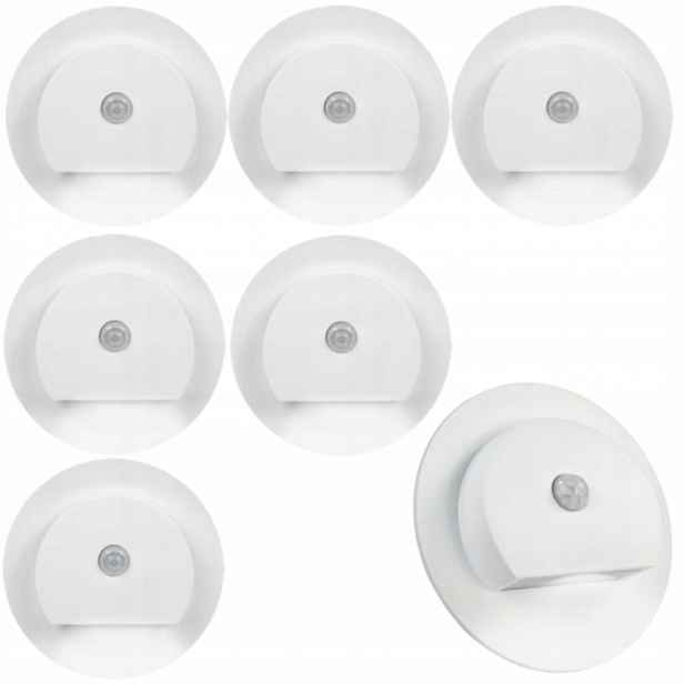 7 X Bílá Led Schodišťová Lampa, Schodišťové Osvětlení, Senzor Pohybu Soumraku