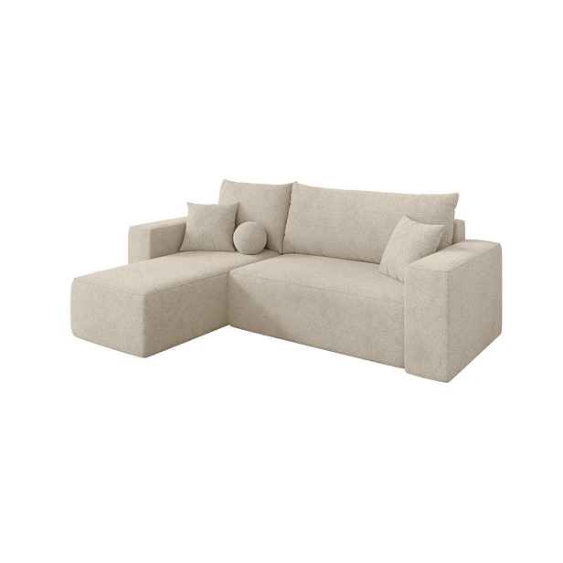 ALTDECOR ROHOVÁ SEDAČKA s funkcí spaní, otoman vlevo SENO-L 249x139x85 krémová velur