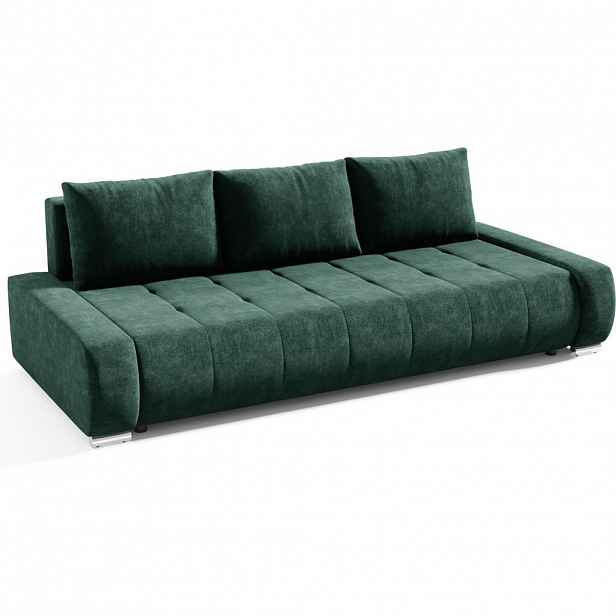 Beautysofa ROZKLÁDACÍ pohovka Draco 3místná, s úložným prostorem, tmavě zelená