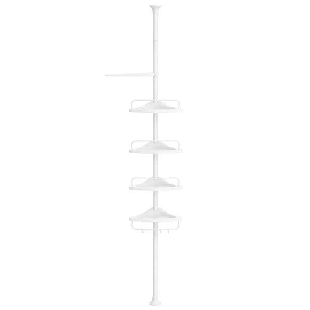 SONGMICS Teleskopická rohová koupelnová police Rek 305 cm bílá