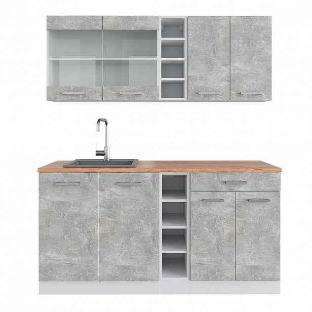 Vicco JEDNOTKOVÁ KUCHYNĚ R-Line Beton/bílá 160 cm , PD Dub