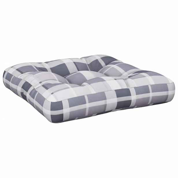 vidaXL Poduška na palety šedá károvaná 58 x 58 x 10 cm textil