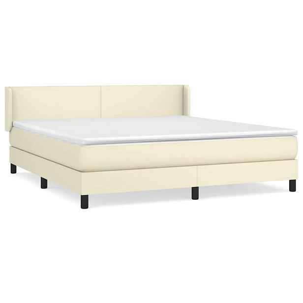 vidaXL Box spring postel s matrací krémová 180x200 cm umělá kůže