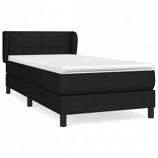 vidaXL Box spring postel s matrací černá 90x190 cm textil
