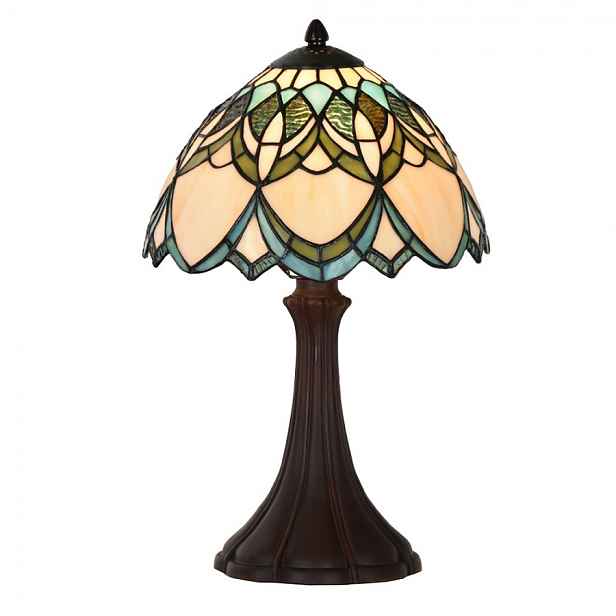 Béžovo-hnědá stolní lampa Tiffany Delafosse - Ø 25*42 cm E14/ 1*40W Clayre & Eef