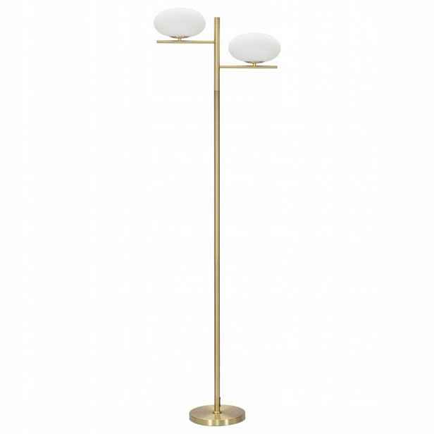 Podlahová Lampa Vysoká Zlatá Kovová 2 Bílá Stínidla 180 cm