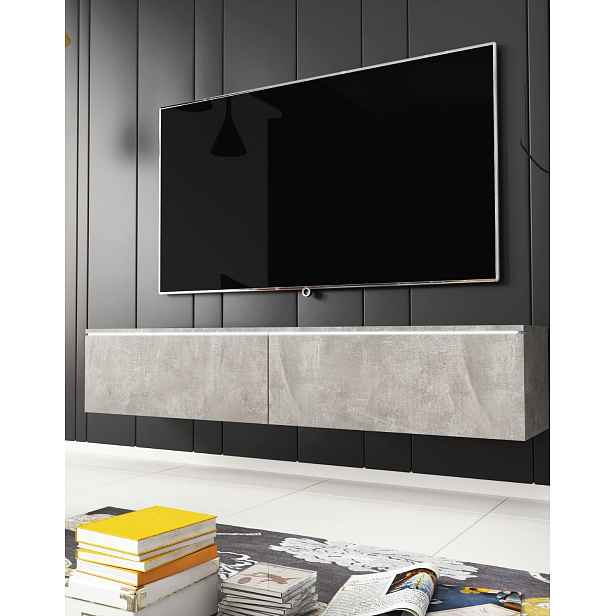 TV stolek LED 140 cm závěsný nebo stojící beton Lowboard D
