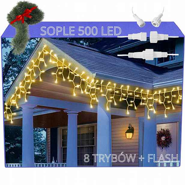 Vánoční Rampouchy Teplé 500 Led 20m 8 Režimů Bonus