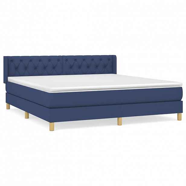 vidaXL Box spring postel s matrací modrá 160x200 cm textil